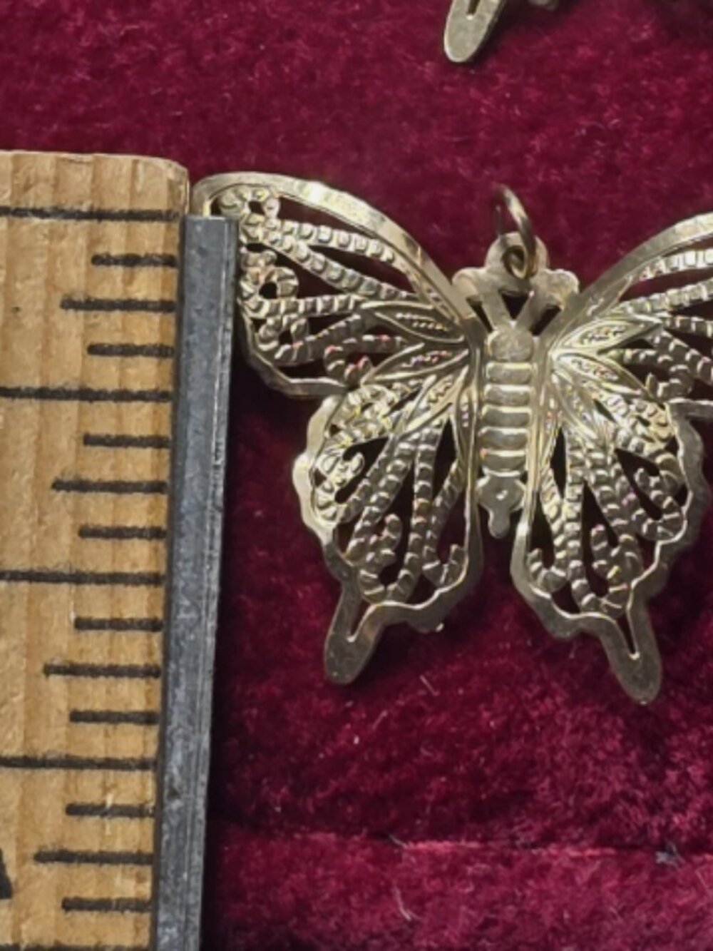 14K Yellow Gold Butterfly Pendant - Picture 3 of 4